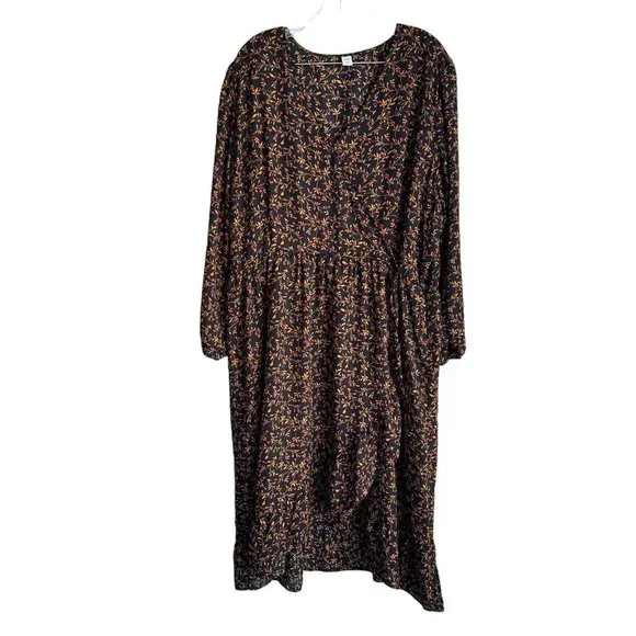 Old Navy | Dresses | Old Navy Womens Wrap Boho Dress Size Xxl Floral Ditsy  Maxi Lined Chiffon Zip Up